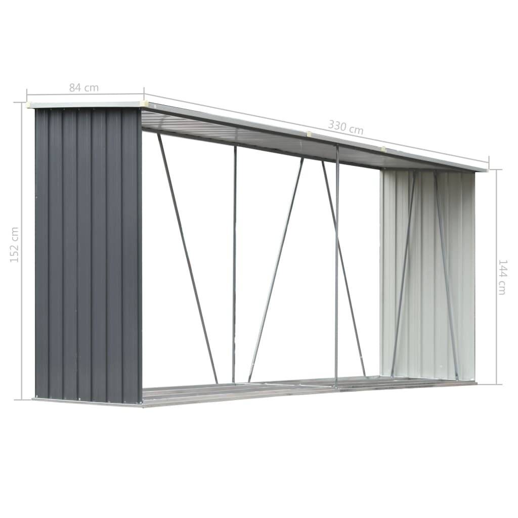 vidaXL Brennholzlager aus verzinktem Stahl 330x84x152 cm Grau-5