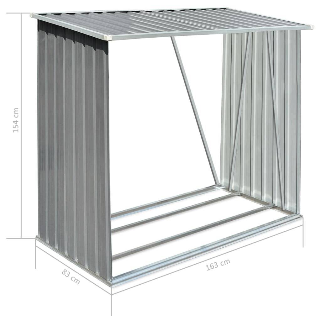 vidaXL Brennholzlager Verzinkter Stahl 163 x 83 x 154 cm Grau-6