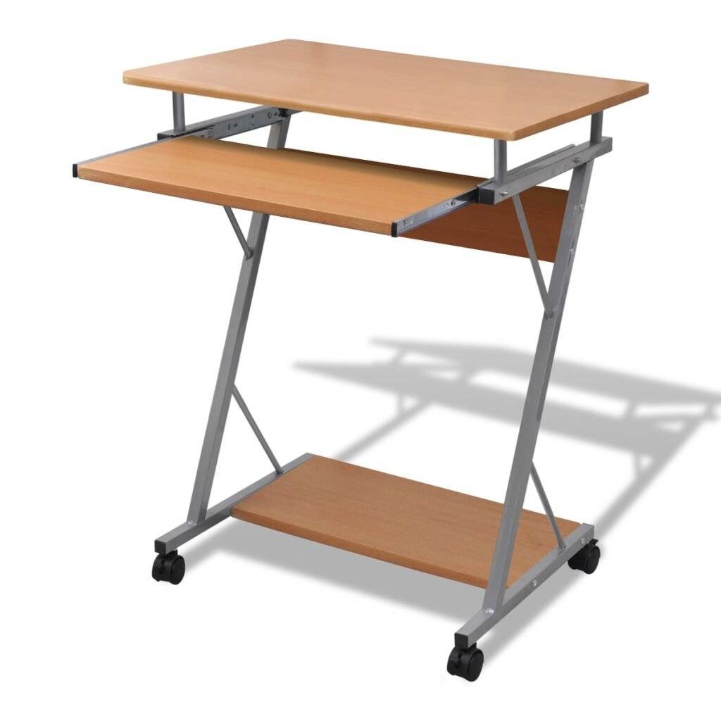 Computertisch Computerwagen PC Tisch Bürotisch Laptop auf Rollen braun-5