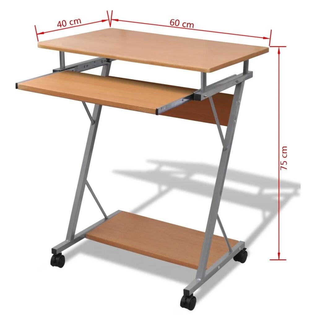 Computertisch Computerwagen PC Tisch Bürotisch Laptop auf Rollen braun-4