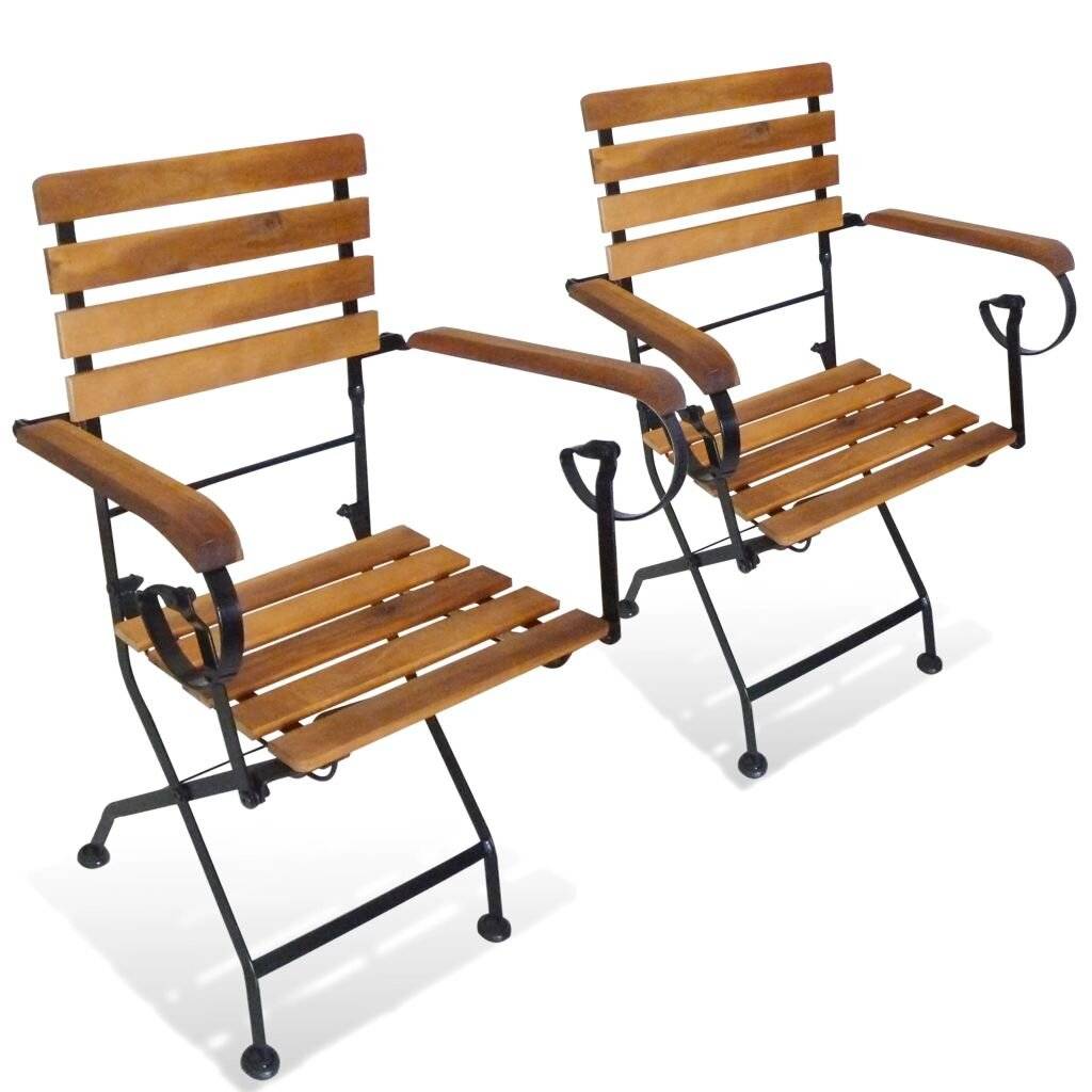 Klappbare Gartenstühle 2 Stk. Stahl und Massivholz Akazie-0