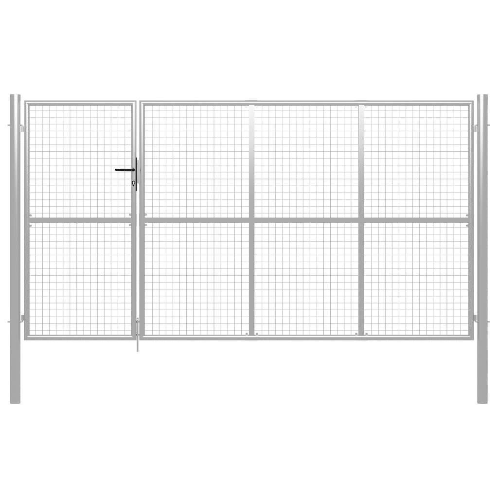 vidaXL Gartentor Stahl 350 x 150 cm Silbern-5