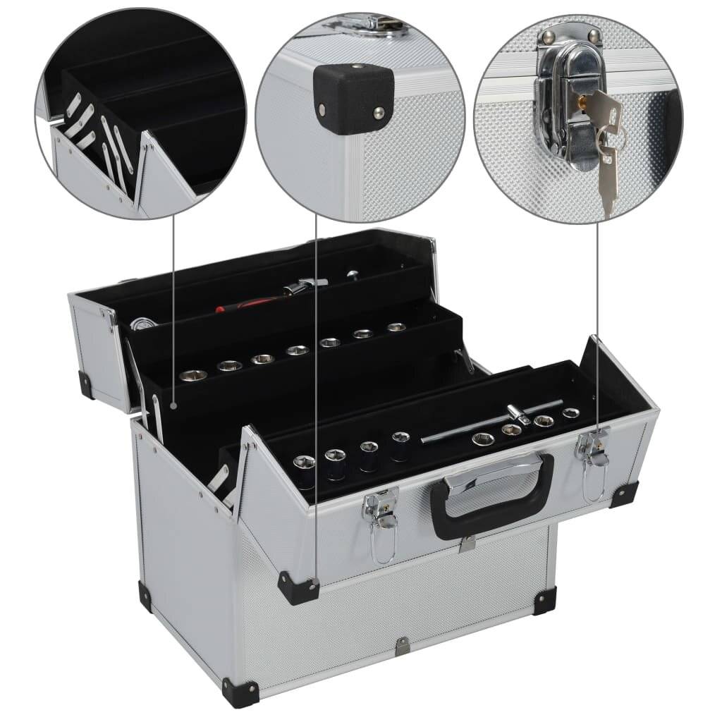 Werkzeugkoffer 43,5 x 22,5 x 34 cm Silbern Aluminum-4