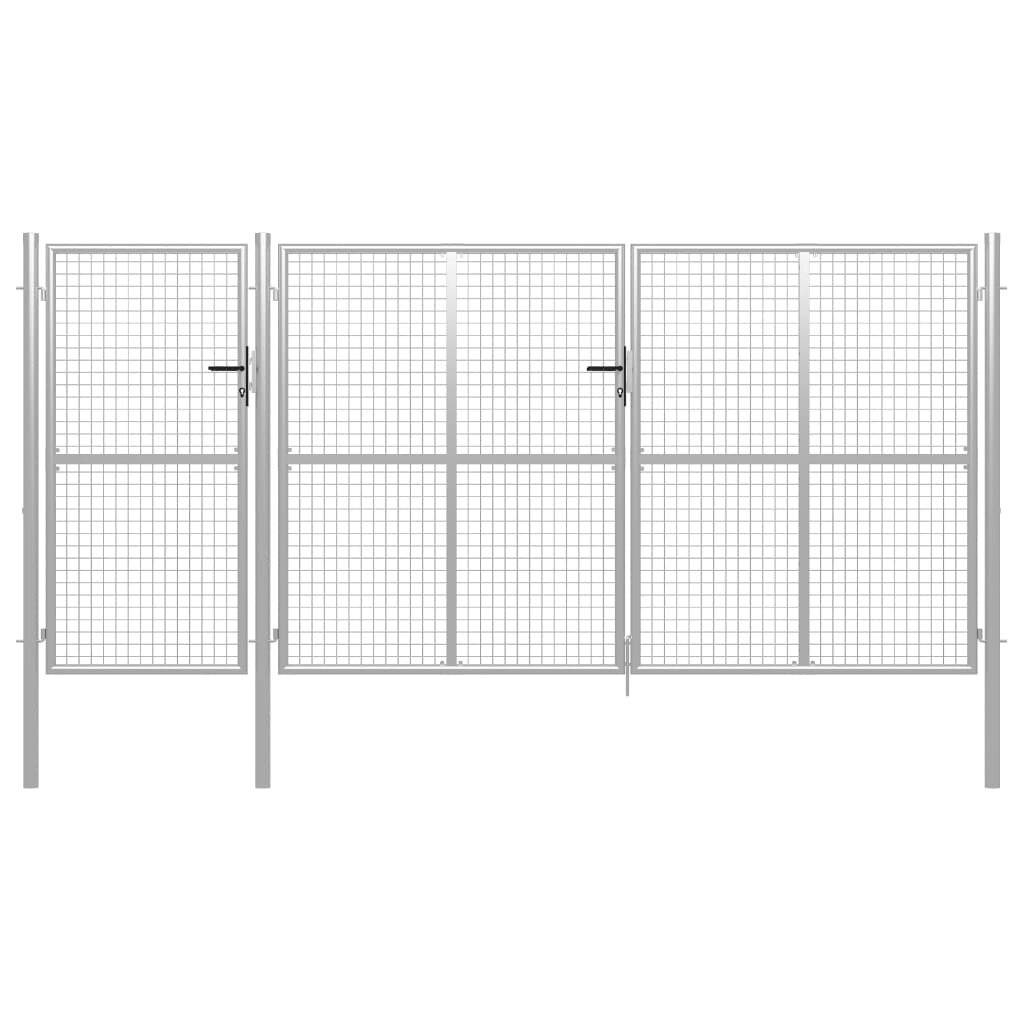 vidaXL Gartentor aus Stahl 400 x 150 cm Silber-5