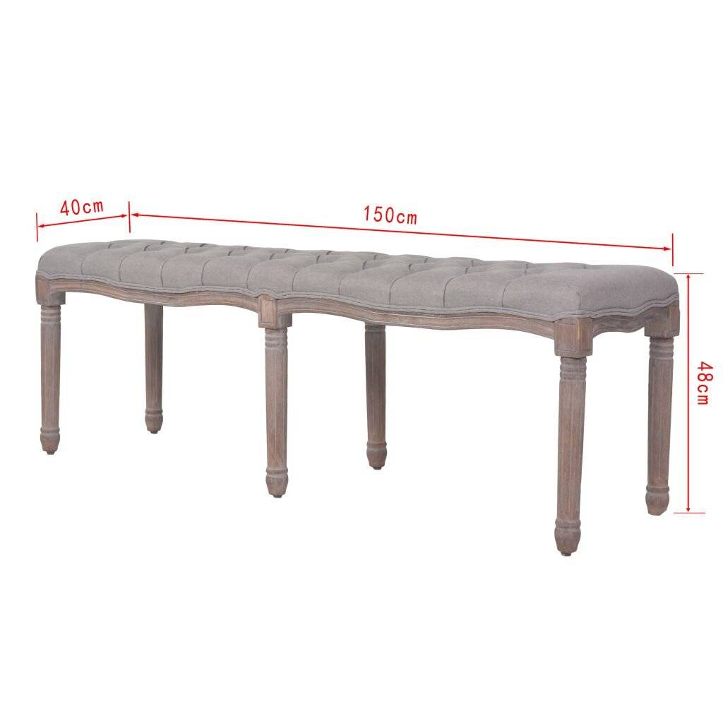 vidaXL Bank Leinen Massivholz 150x40x48 cm Dunkelgrau-6