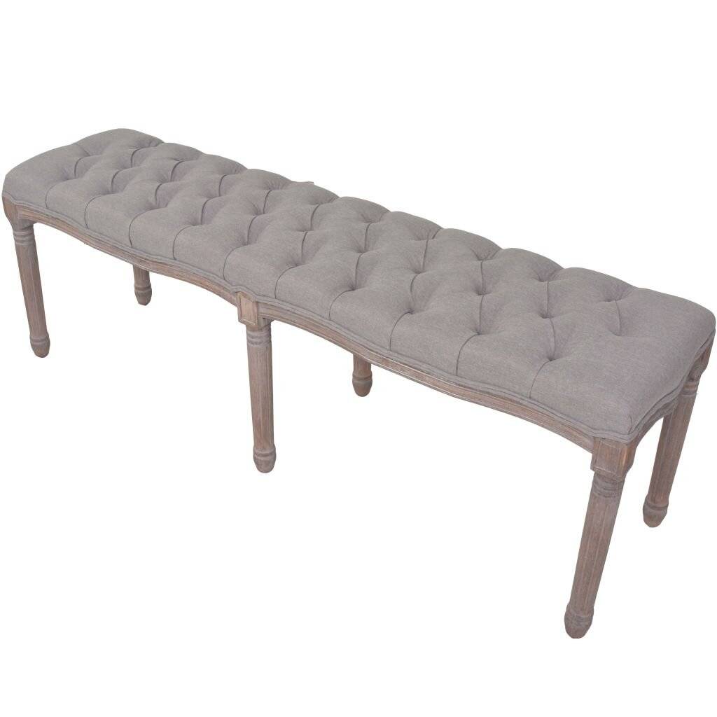 Bank Leinen Massivholz 150 x 40 x 48 cm Hellgrau-3