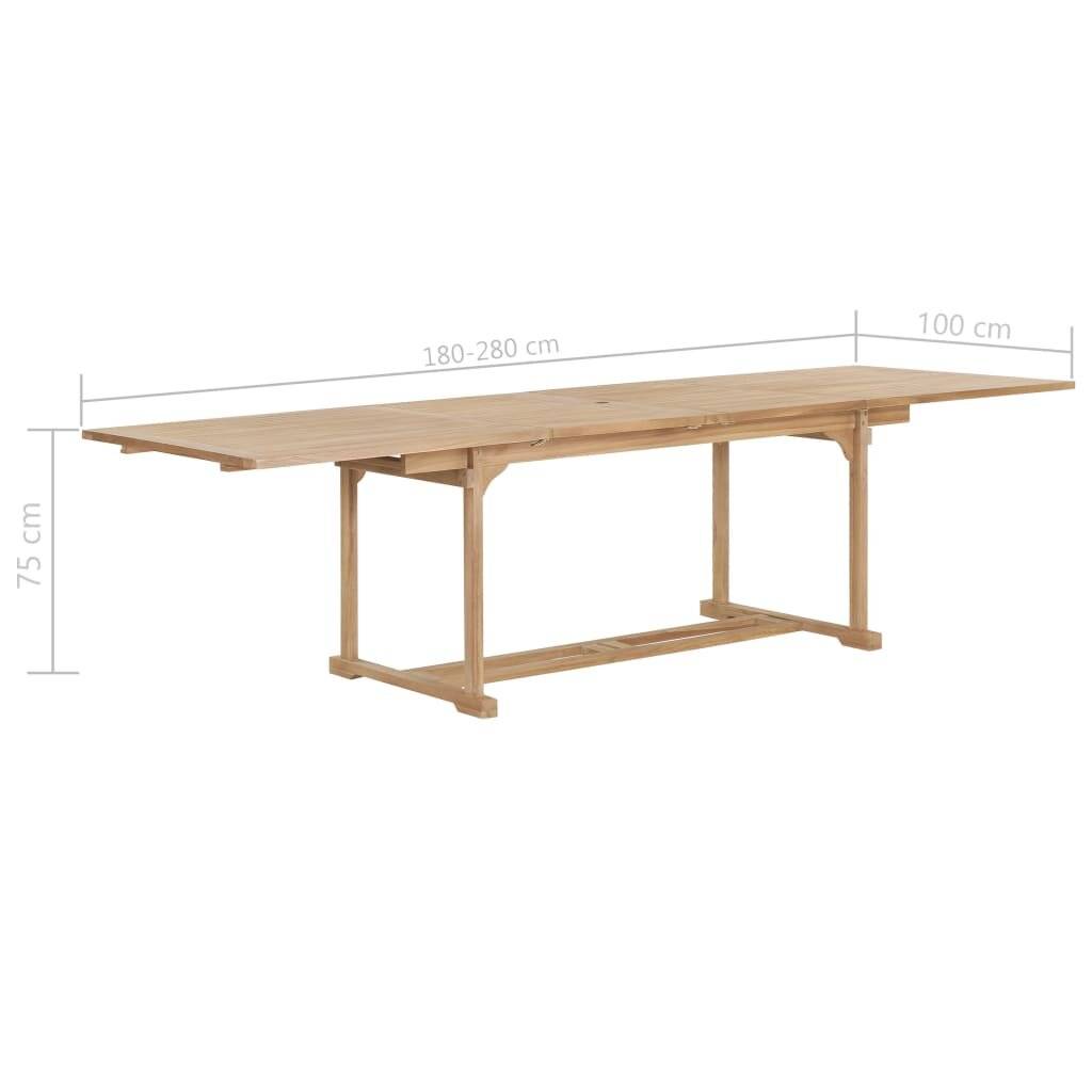 Symbolbild für vidaXL Garten-Ausziehtisch 180-280x100x75 cm Massivholz Teak