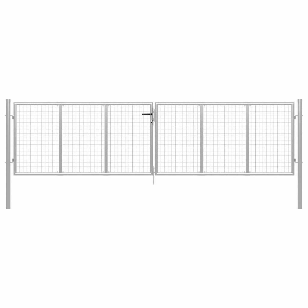 vidaXL Gartentor verzinkter Stahl 400 x 100 cm Silber-5