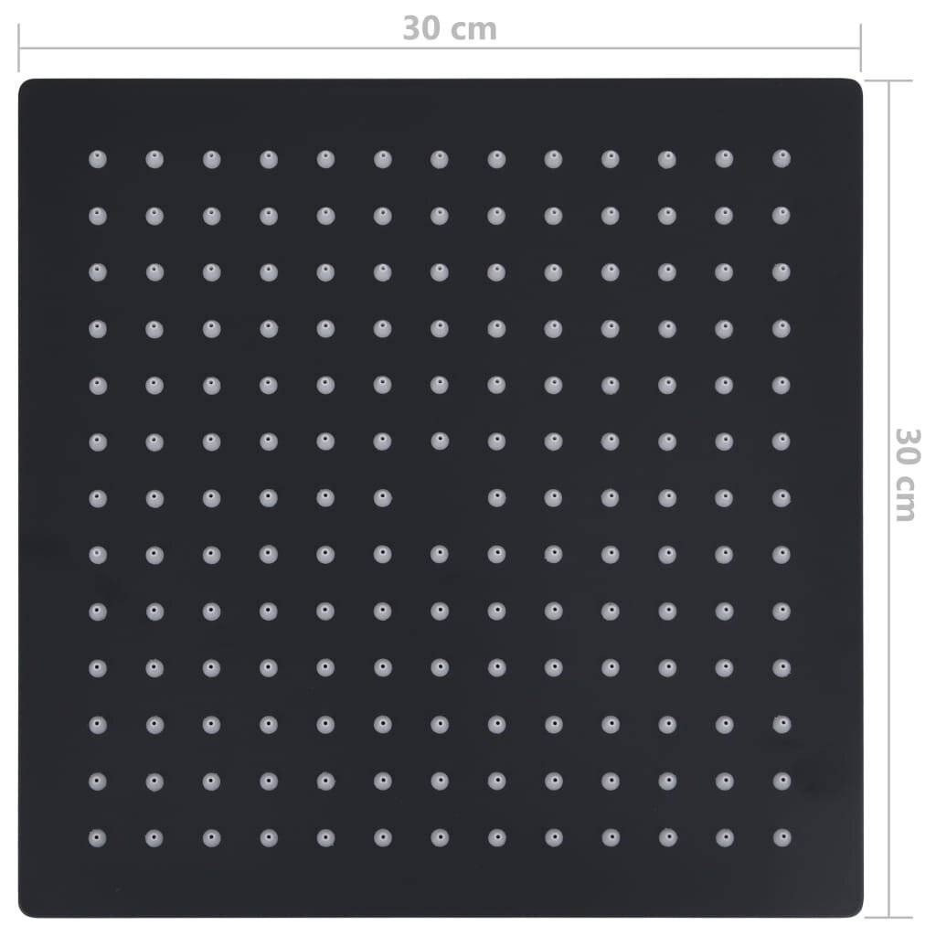 vidaXL Regenbrause Edelstahl 30x30 cm Quadrat Schwarz-6