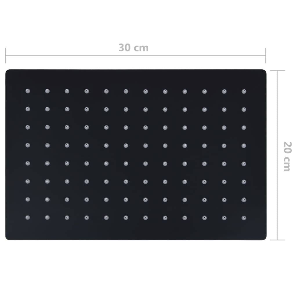 vidaXL Regenbrause Edelstahl 30x20 cm Rechteckig Schwarz-6