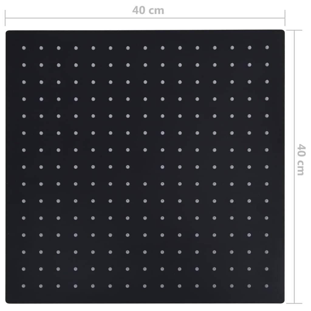 vidaXL Regenbrause Edelstahl 40x40 cm Quadrat Schwarz-6