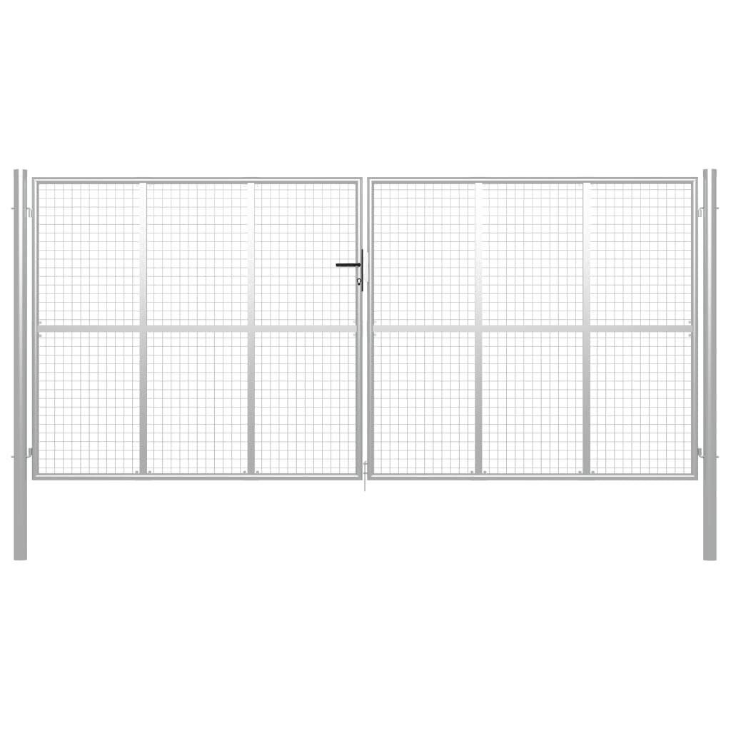 vidaXL Gartentor verzinkter Stahl 400 x 200 cm Silber-5