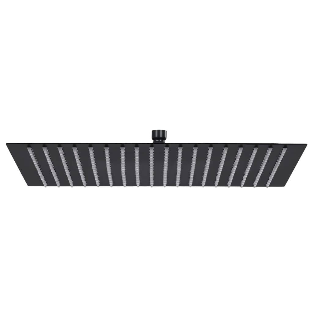 vidaXL Regenbrause Edelstahl 50x50 cm Quadrat Schwarz-5