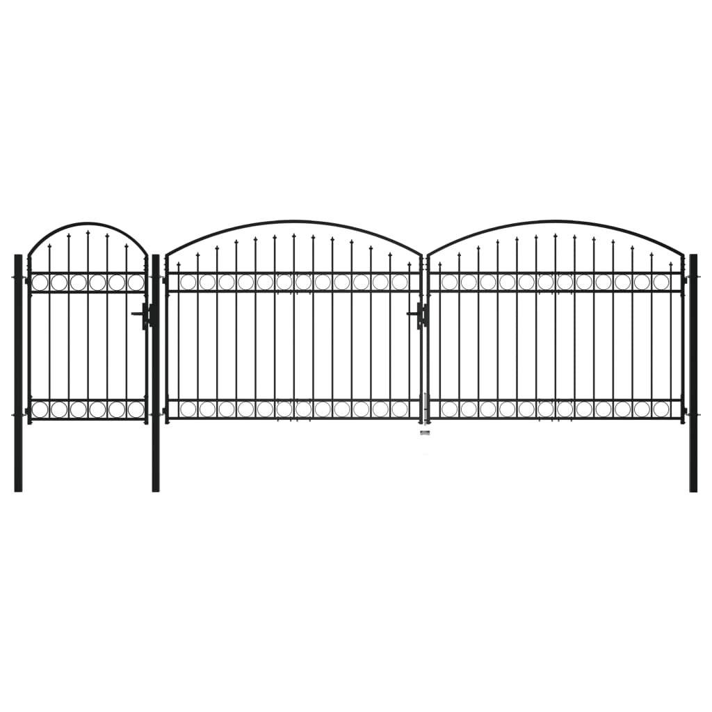 vidaXL Gartentor Assen mit Bogenabschluss Stahl 1,25 x 5 m Schwarz-5