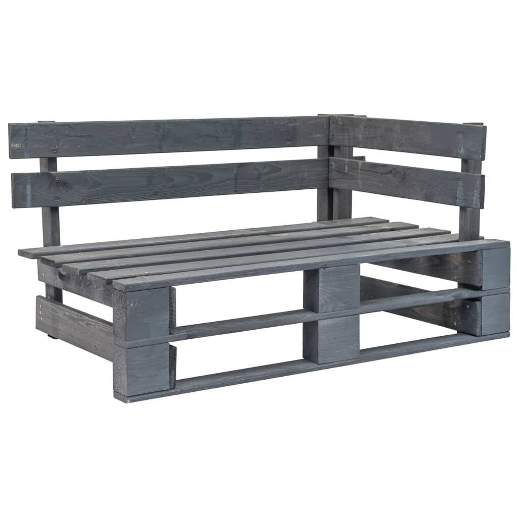 vidaXL Outdoor-Eckbank Paletten Holz Grau-5