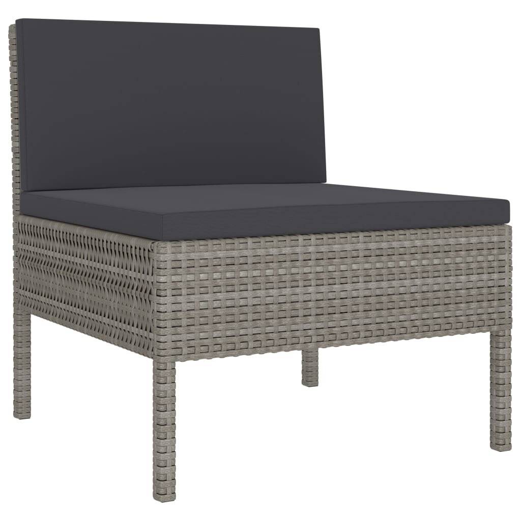 2-tlg. Garten-Lounge-Set mit Auflagen Poly Rattan Grau-2