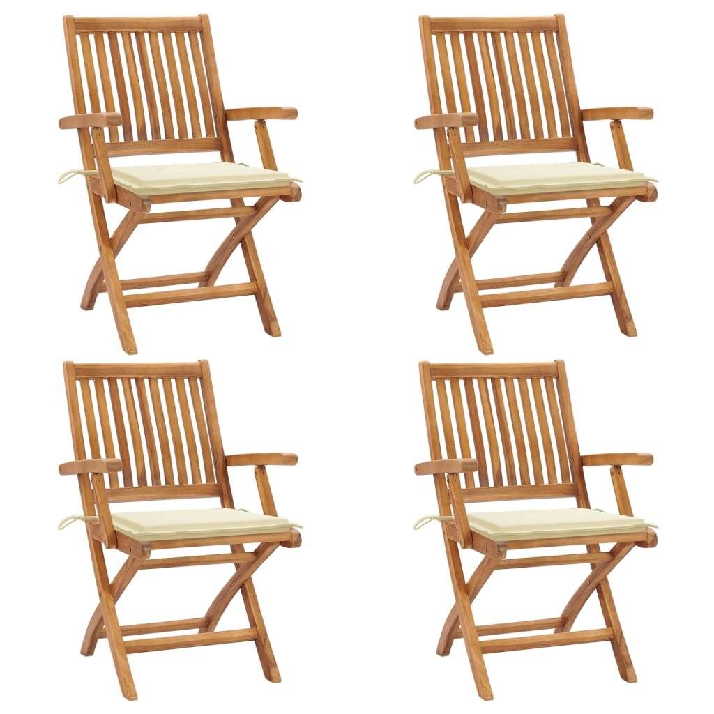 Klappbare Gartenstühle mit Kissen 4 Stk. Massivholz Teak-0