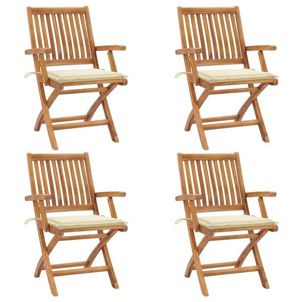 Klappbare Gartenstühle mit Kissen 4 Stk. Massivholz Teak