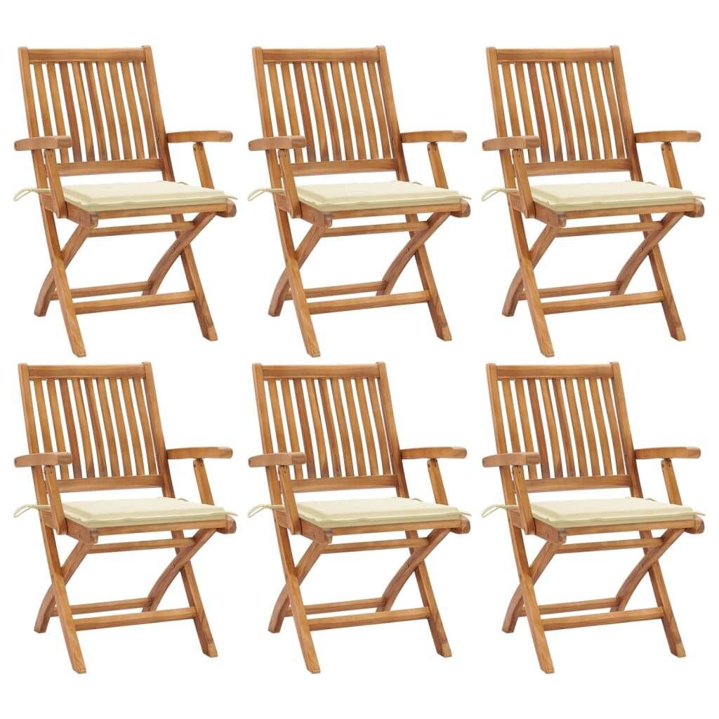 Klappbare Gartenstühle mit Kissen 6 Stk. Massivholz Teak-0