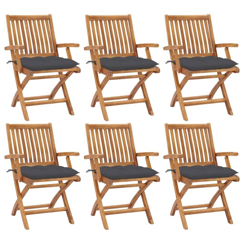 Klappbare Gartenstühle mit Kissen 6 Stk. Massivholz Teak-0