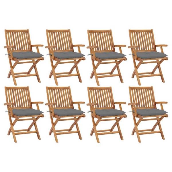 Klappbare Gartenstühle mit Kissen 8 Stk. Massivholz Teak