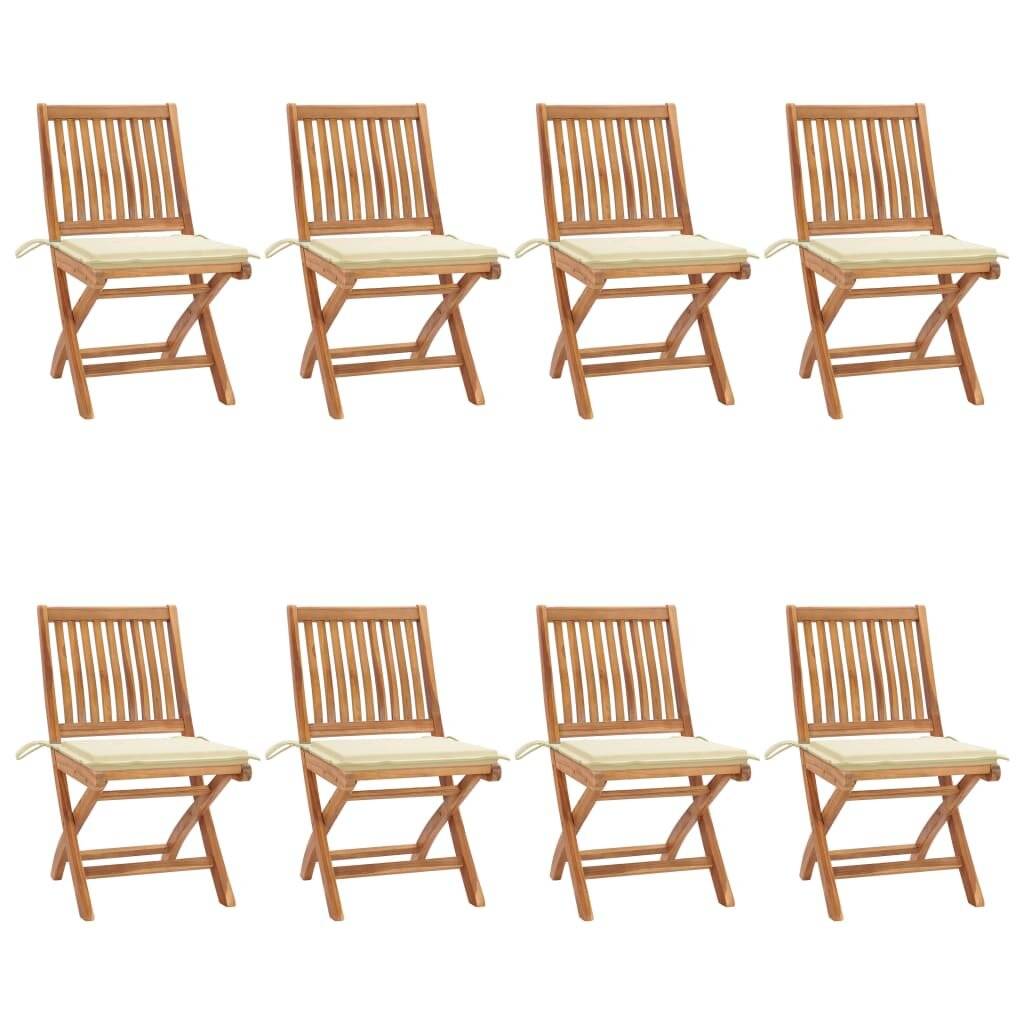 Klappbare Gartenstühle mit Kissen 8 Stk. Massivholz Teak-0