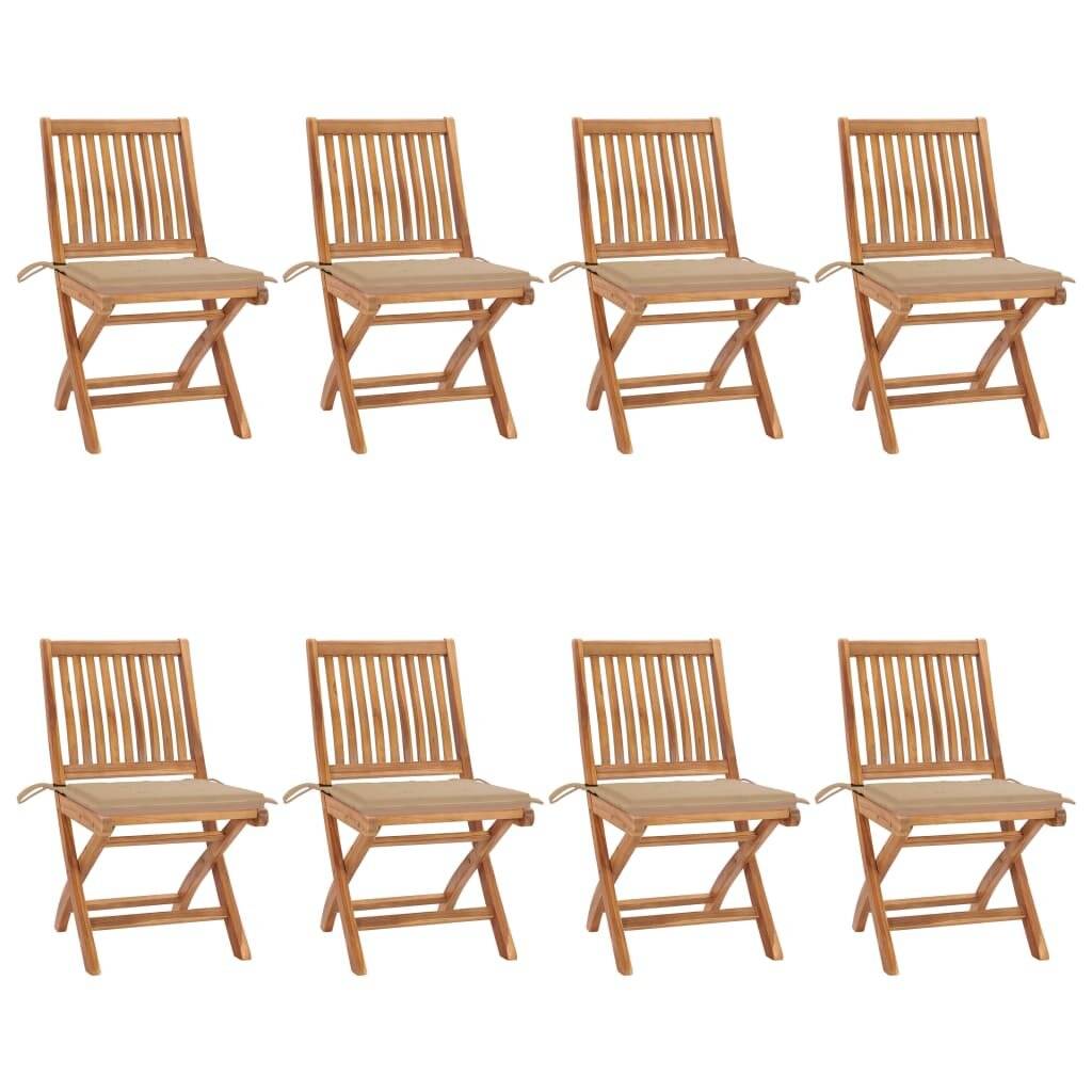 Klappbare Gartenstühle mit Kissen 8 Stk. Massivholz Teak-0