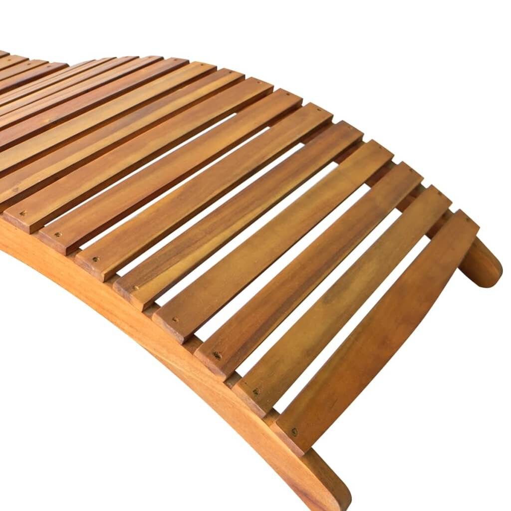 Sonnenliege mit Auflage Akazie Massivholz-4