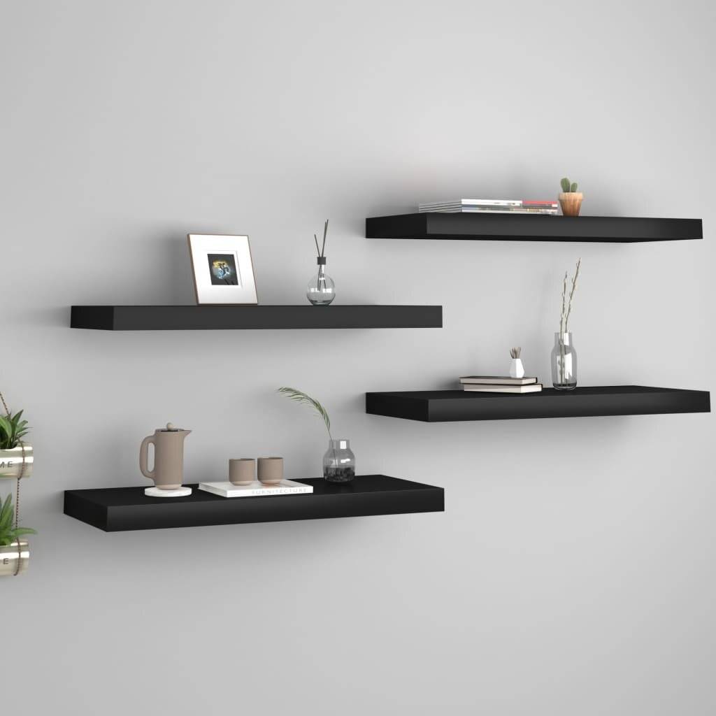 Wandregale Schwebend 4 Stk. Schwarz 60x23,5x3,8cm MDF-0