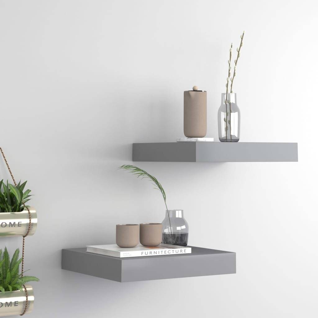 Schwebende Wandregale 2 Stk. Grau 23x23,5x3,8cm MDF-0