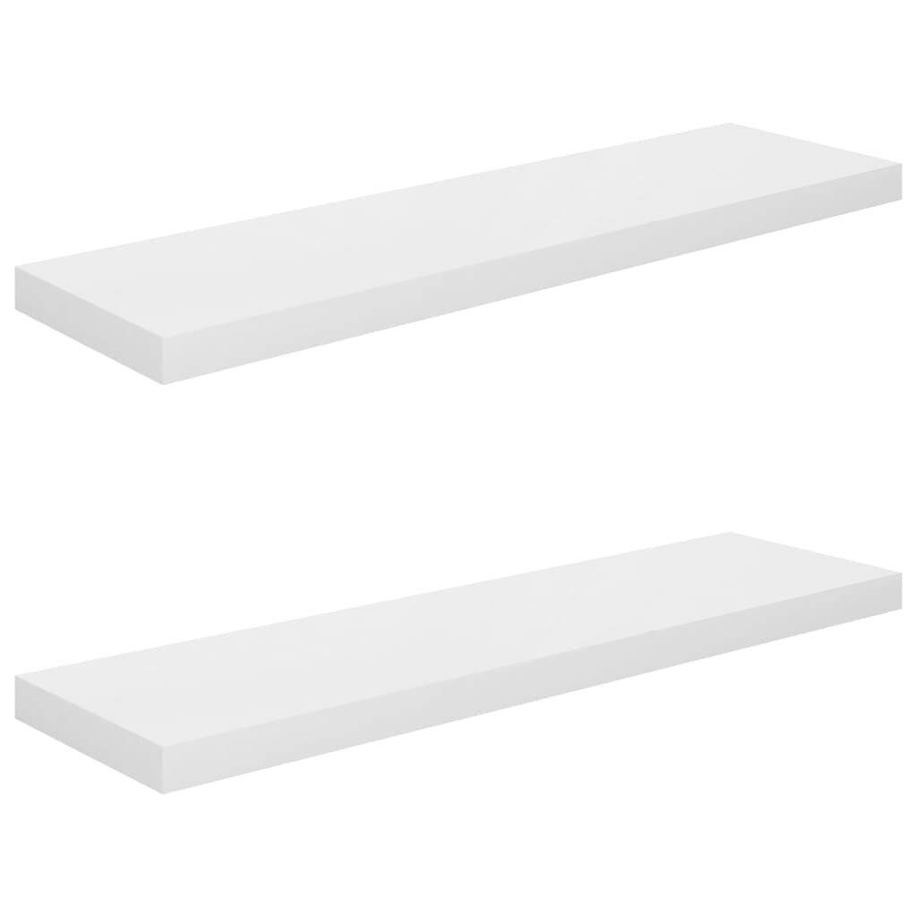 Schwebende Wandregale 2 Stk. Hochglanz-Weiß 90x23,5x3,8cm MDF-1
