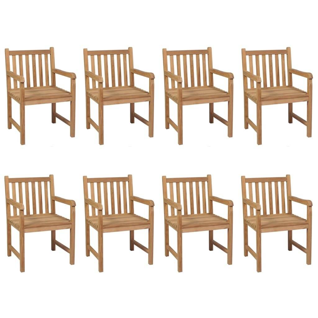 Gartenstühle 8 Stk. mit Schwarzen Kissen Massivholz Teak-1
