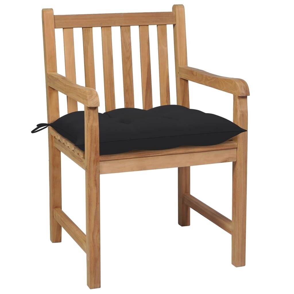 Gartenstühle 8 Stk. mit Schwarzen Kissen Massivholz Teak-2