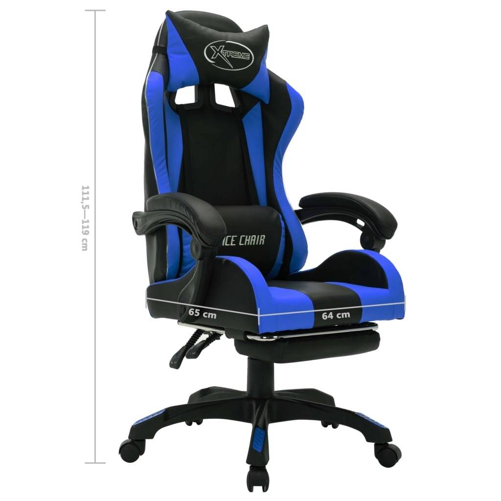 Symbolbild für vidaXL Gaming-Stuhl mit RGB LED-Leuchten Blau und Schwarz Kunstleder