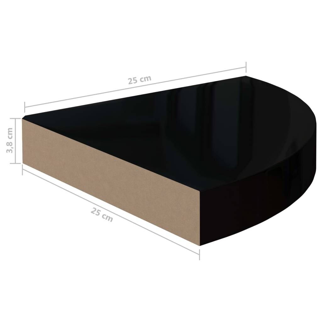 Symbolbild für Eck-Schweberegale 4 Stk. Hochglanz-Schwarz 25x25x3,8 cm MDF