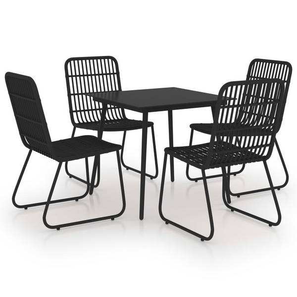 5-tlg. Garten-Essgruppe Poly Rattan und Glas
