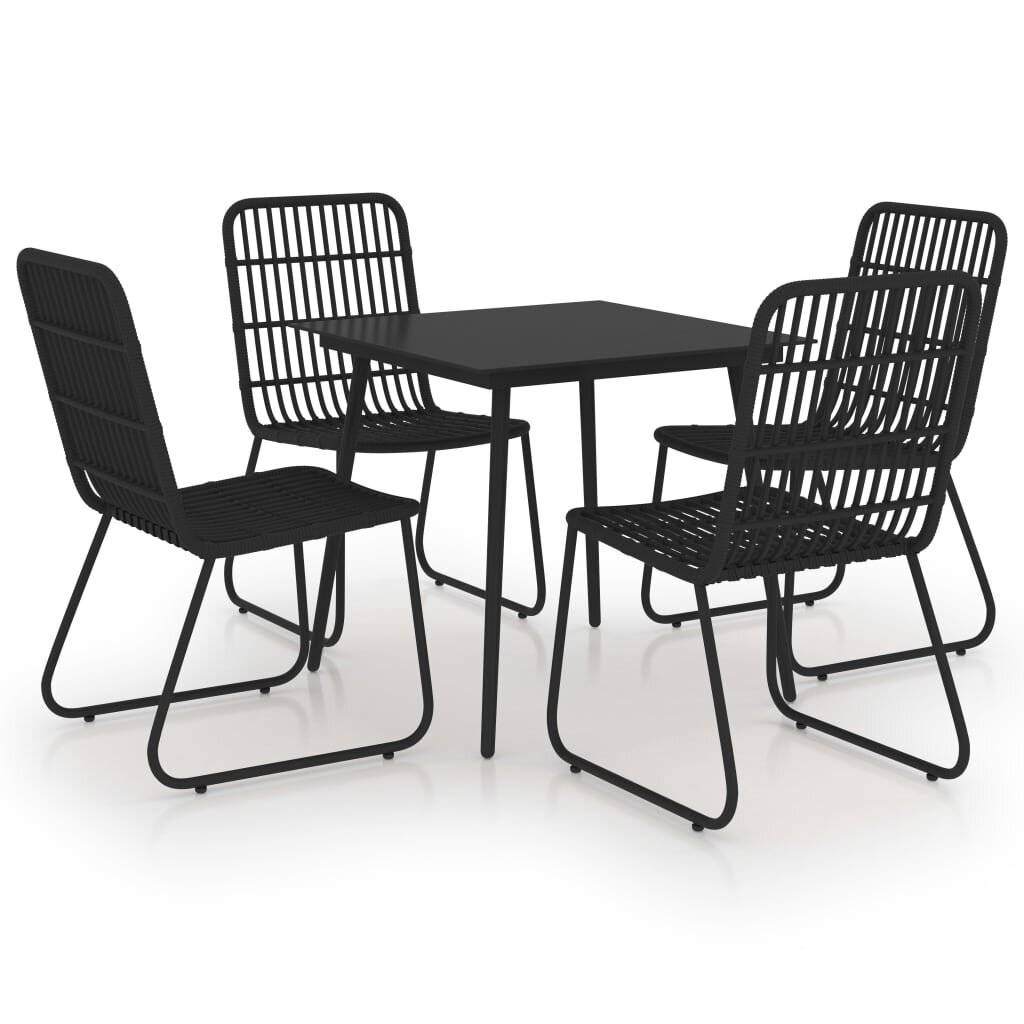 5-tlg. Garten-Essgruppe Poly Rattan und Glas-0