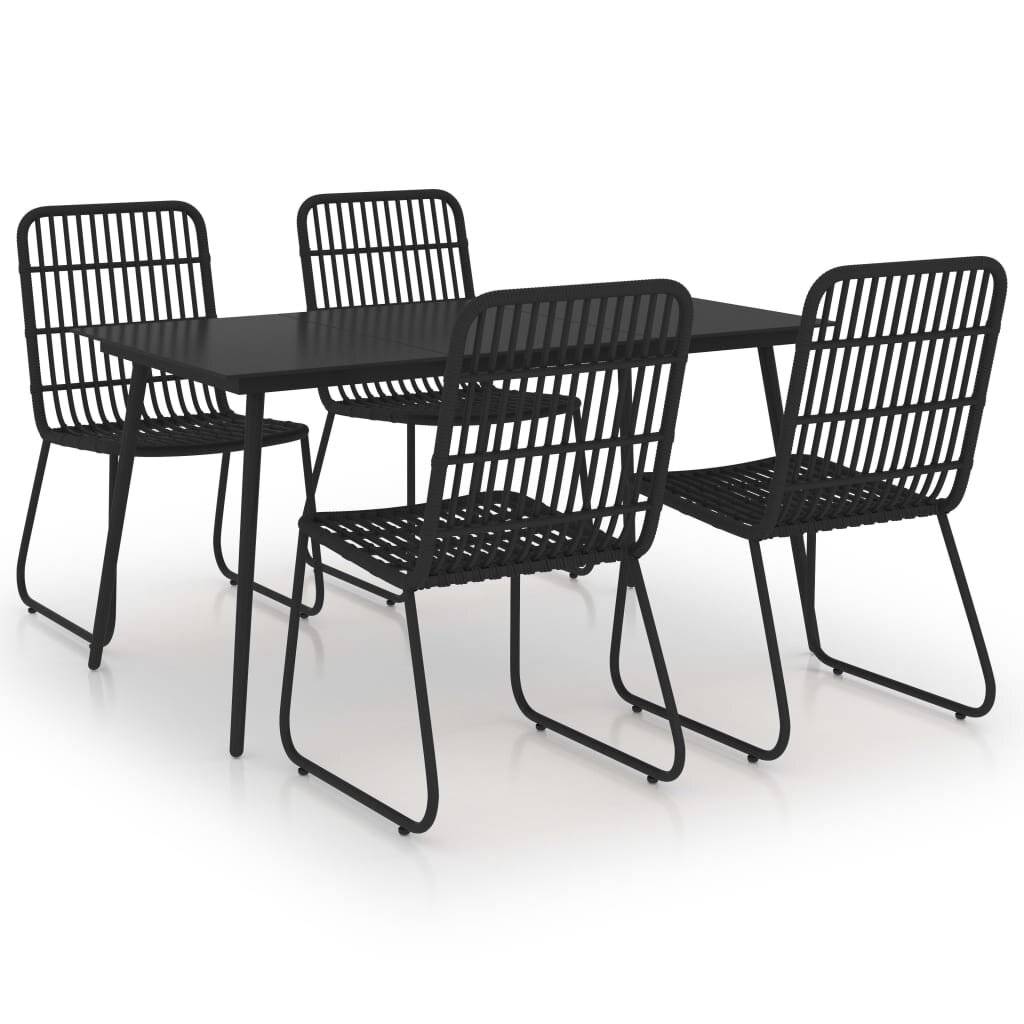 5-tlg. Garten-Essgruppe Poly Rattan und Glas-0