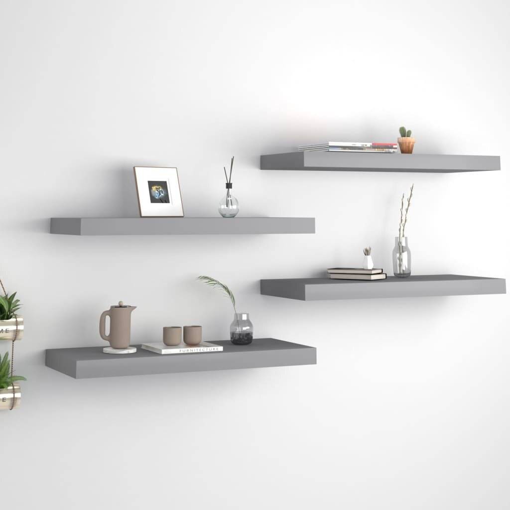 Schwebende Wandregale 4 Stk. Grau 60x23,5x3,8cm MDF-0