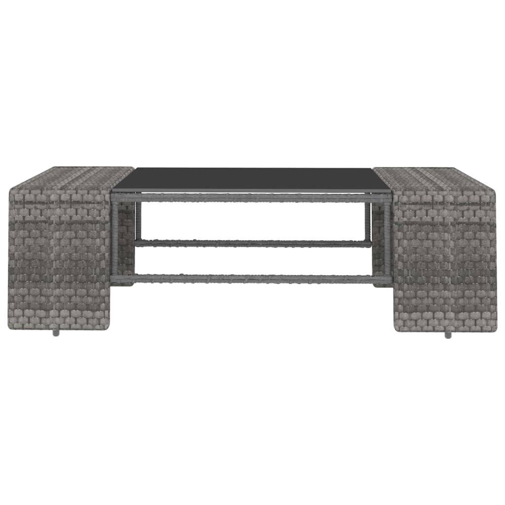 5-tlg. Garten-Lounge-Set Poly Rattan Grau-2