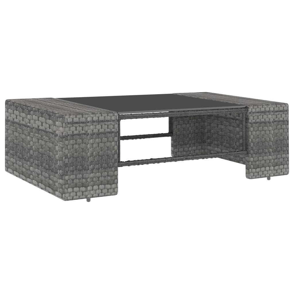 5-tlg. Garten-Lounge-Set Poly Rattan Grau-3