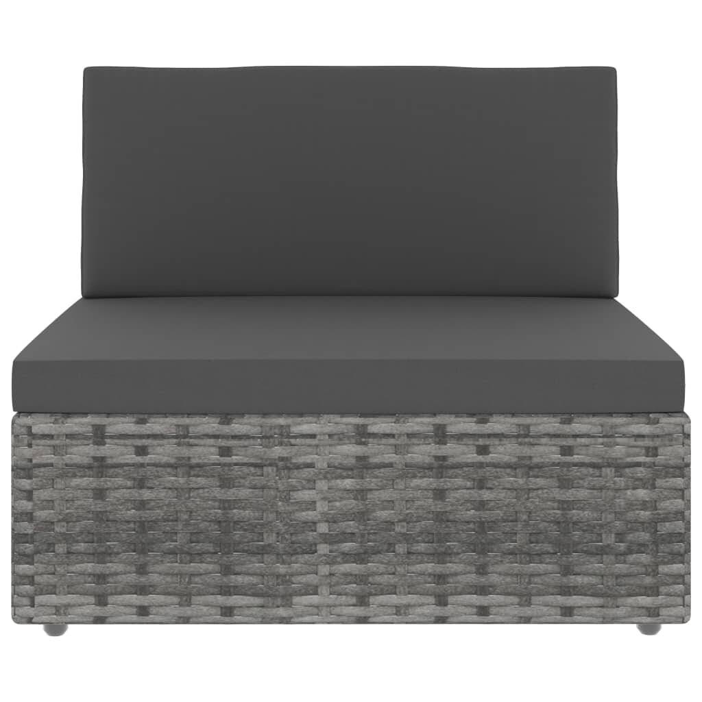 5-tlg. Garten-Lounge-Set Poly Rattan Grau-4