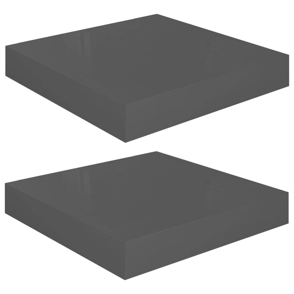 Schwebende Wandregale 2 Stk. Hochglanz-Grau 23x23,5x3,8cm MDF-1