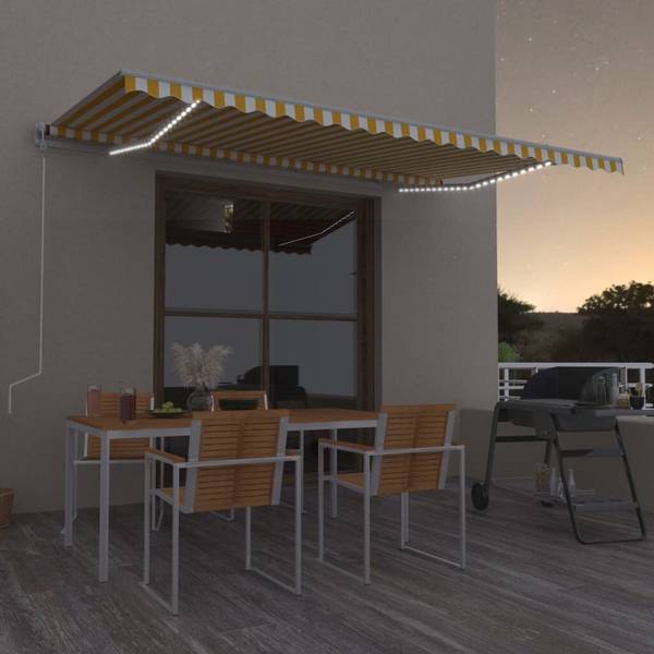 Gelenkarmmarkise Einziehbar mit LED 500x300 cm Gelb und Weiß
