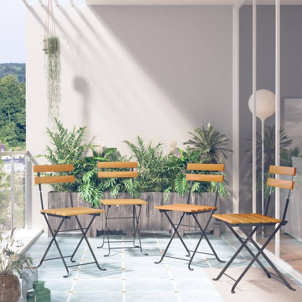 Klappbare Bistrostühle 4 Stk. Massivholz Akazie-0