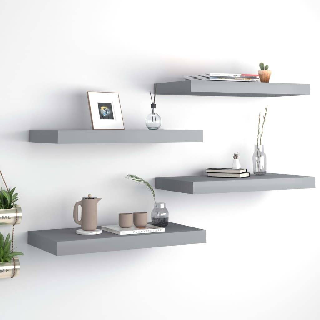 Schwebende Wandregale 4 Stk. Grau 50x23x3,8cm MDF-0