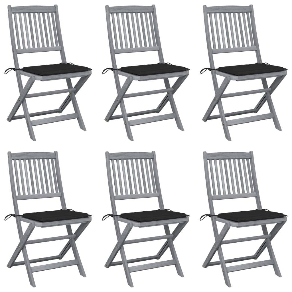 Klappbare Gartenstühle 6 Stk. mit Sitzkissen Massivholz Akazie-0