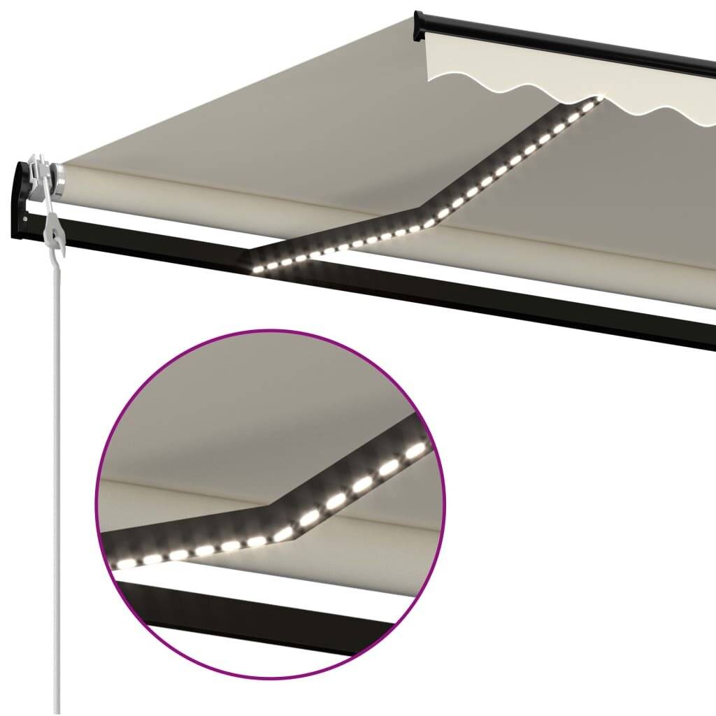 vidaXL Automatische Markise mit LED & Windsensor 450x300 cm Creme-5