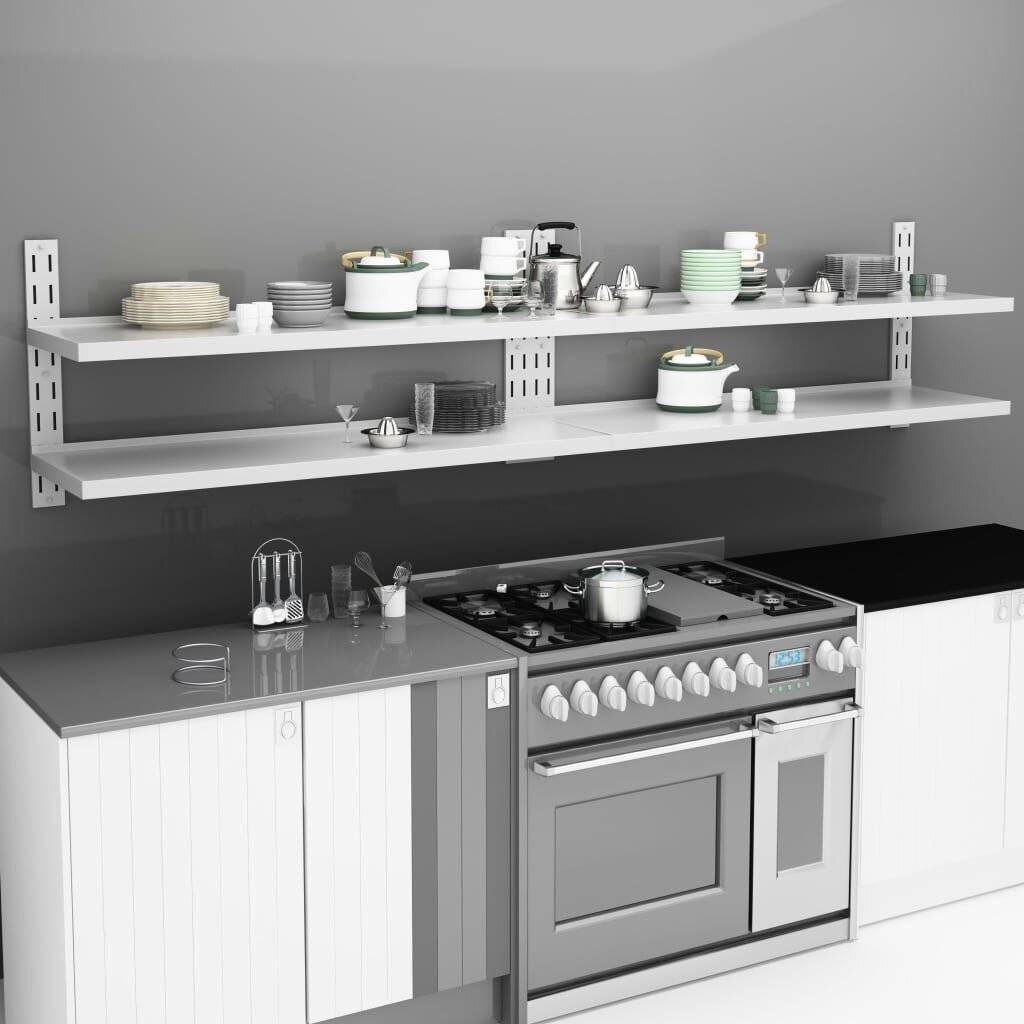 2-stufige Schwebende Wandregale 2 Stk. Edelstahl 300×30 cm-0