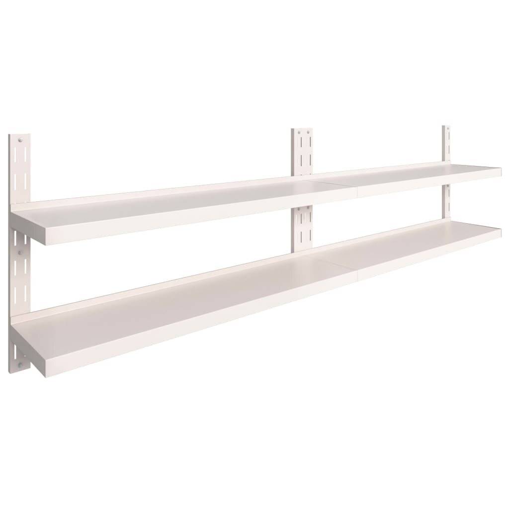 2-stufige Schwebende Wandregale 2 Stk. Edelstahl 300×30 cm-1